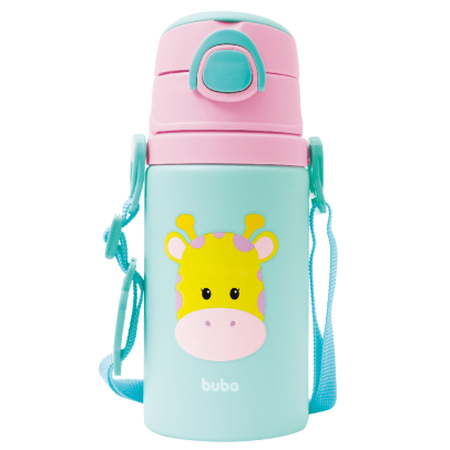 Garrafa Alumínio com Canudo Animal Fun Girafa Buba 400ml 01