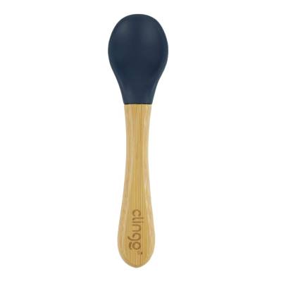 Colher de Bambu e Silicone Azul Navy Clingo