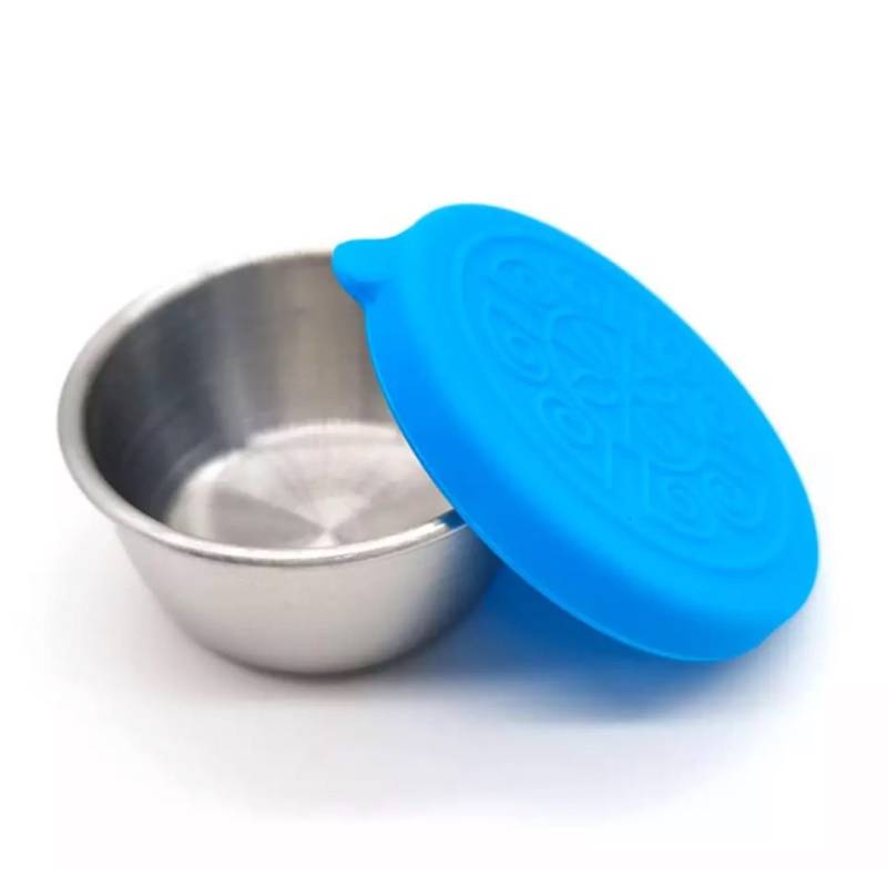 Mini Potinho Inox com Tampa de Silicone Azul