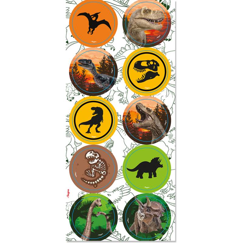 Adesivo Redondo Reino dos Dinossauros 30 unidades